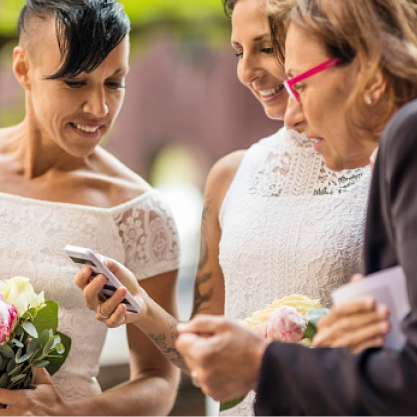 Two brides say their vows at their destination wedding