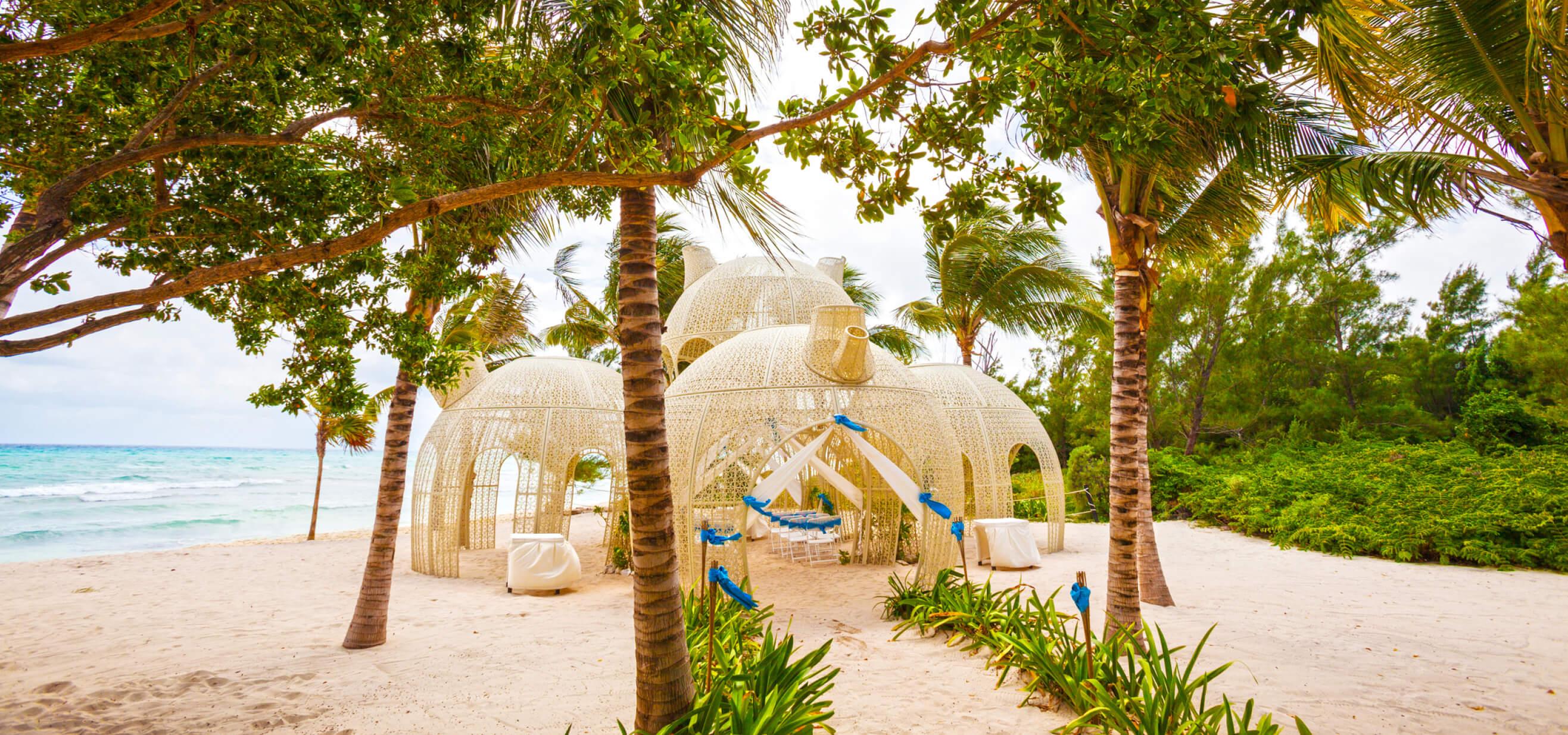 A wedding setup on a Mexican beachfront