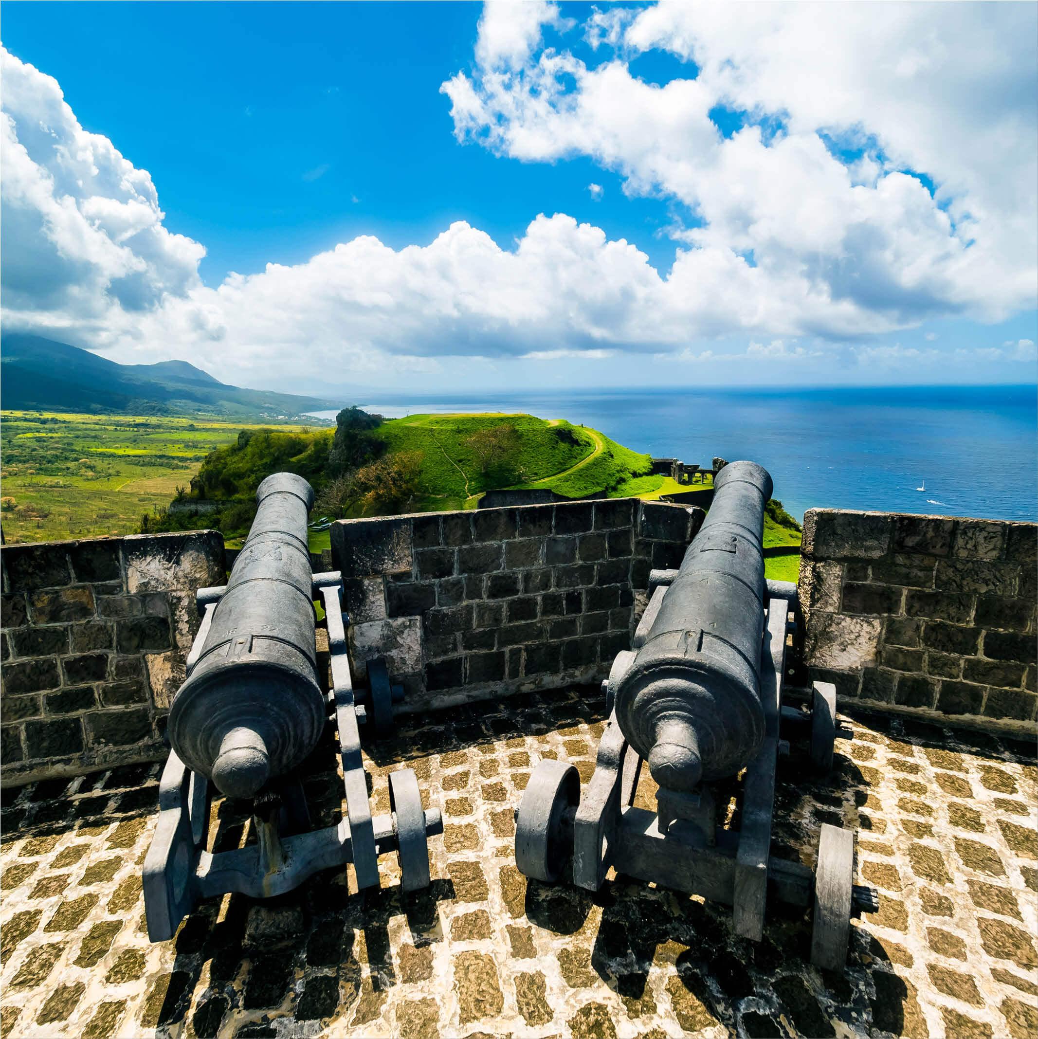 Canons seen at Brimstone Hill Fortress in St. Kitt's Nevis